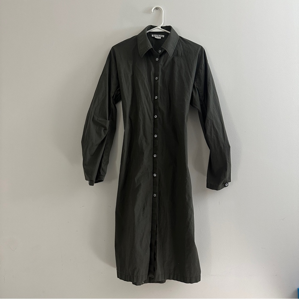 Acne Studios Khaki Button-Up Shirt Dress Open Back